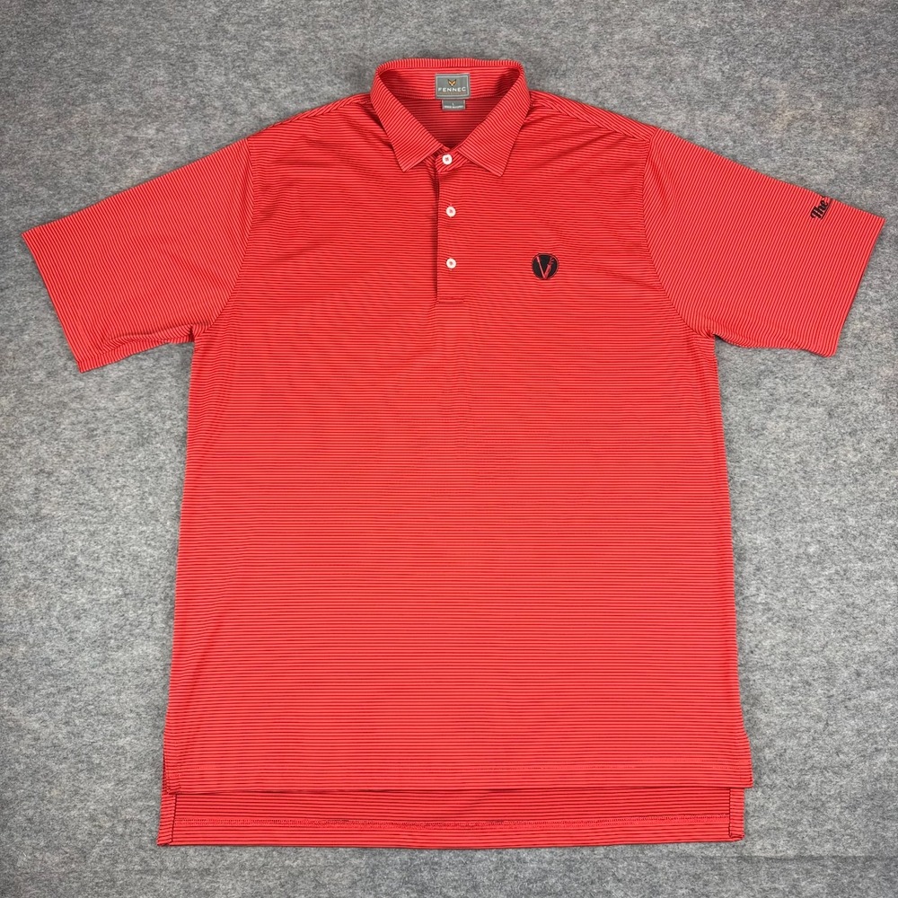 FENNEC Golf Polo Shirt Red Striped The Vinny Invitational TN Mens Large L